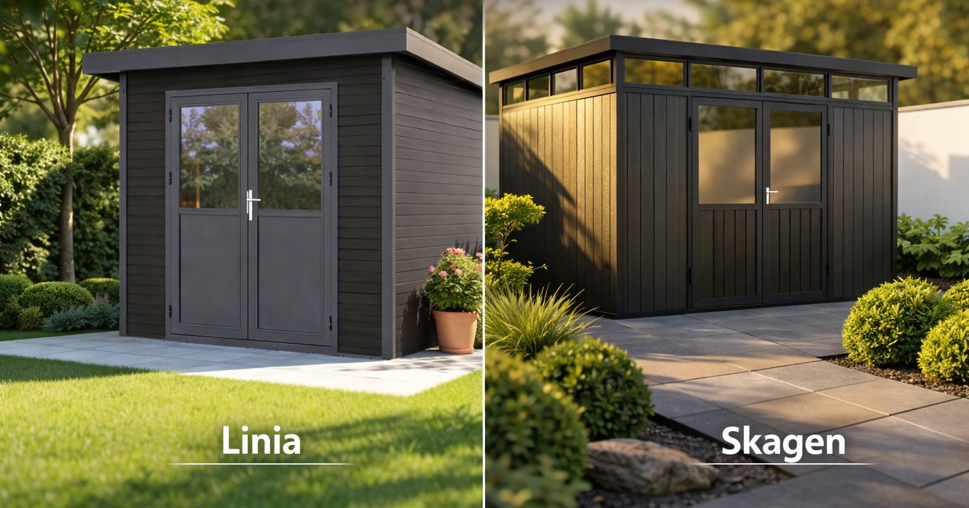 Linia oder Skagen? Der Vergleich der Linholm WPC Gartenhäuser