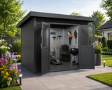 Linholm  WPC Gartenhaus Linia 2828 inkl. Dachrinnen-Set, 2-farbig in Grau/Anthrazit