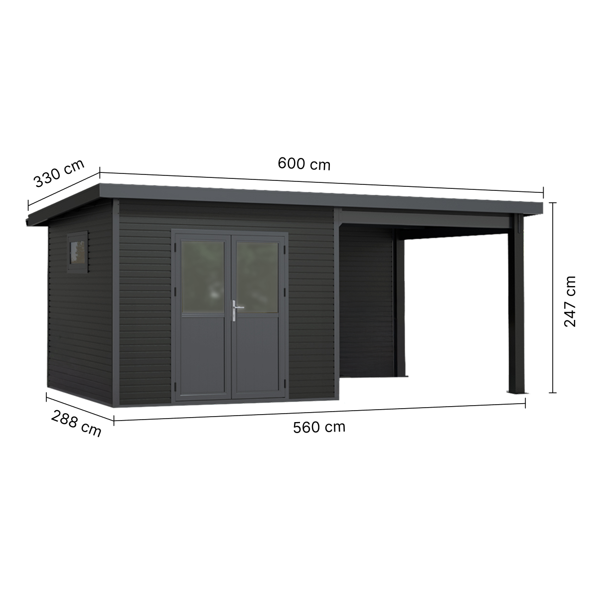 WPC Gartenhaus Linia 5628 mit Anbaudach