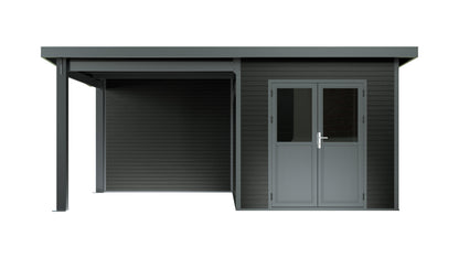 Linholm WPC Gartenhaus Linia 5228 mit Anbaudach