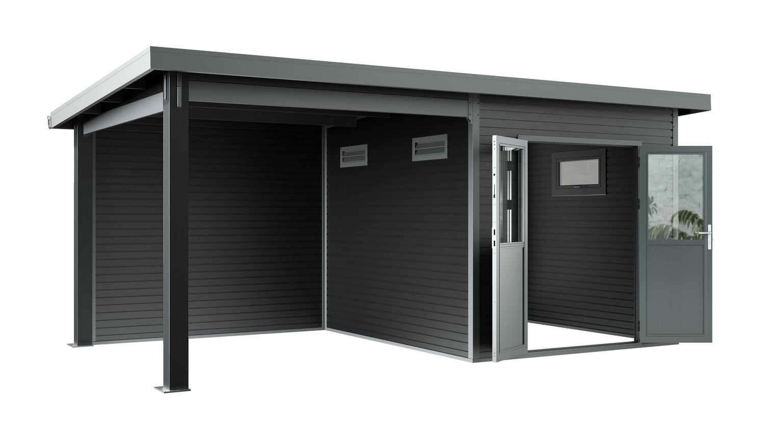 Linholm WPC Gartenhaus Linia 5228 mit Anbaudach