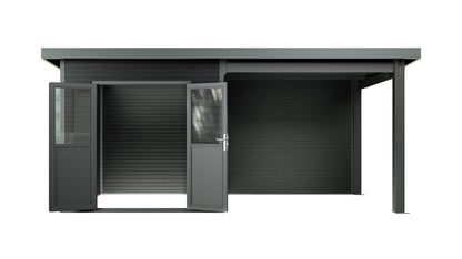 Linholm WPC Gartenhaus Linia 5228 mit Anbaudach