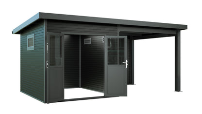 Linholm WPC Gartenhaus Linia 5228 mit Anbaudach