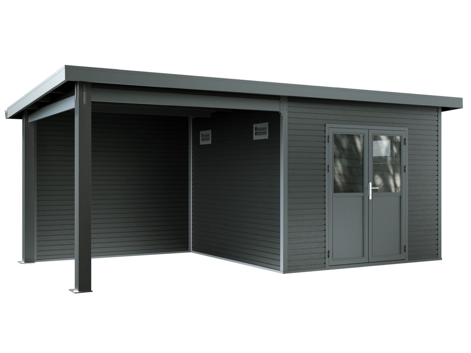 WPC Gartenhaus Linia 5628 mit Anbaudach