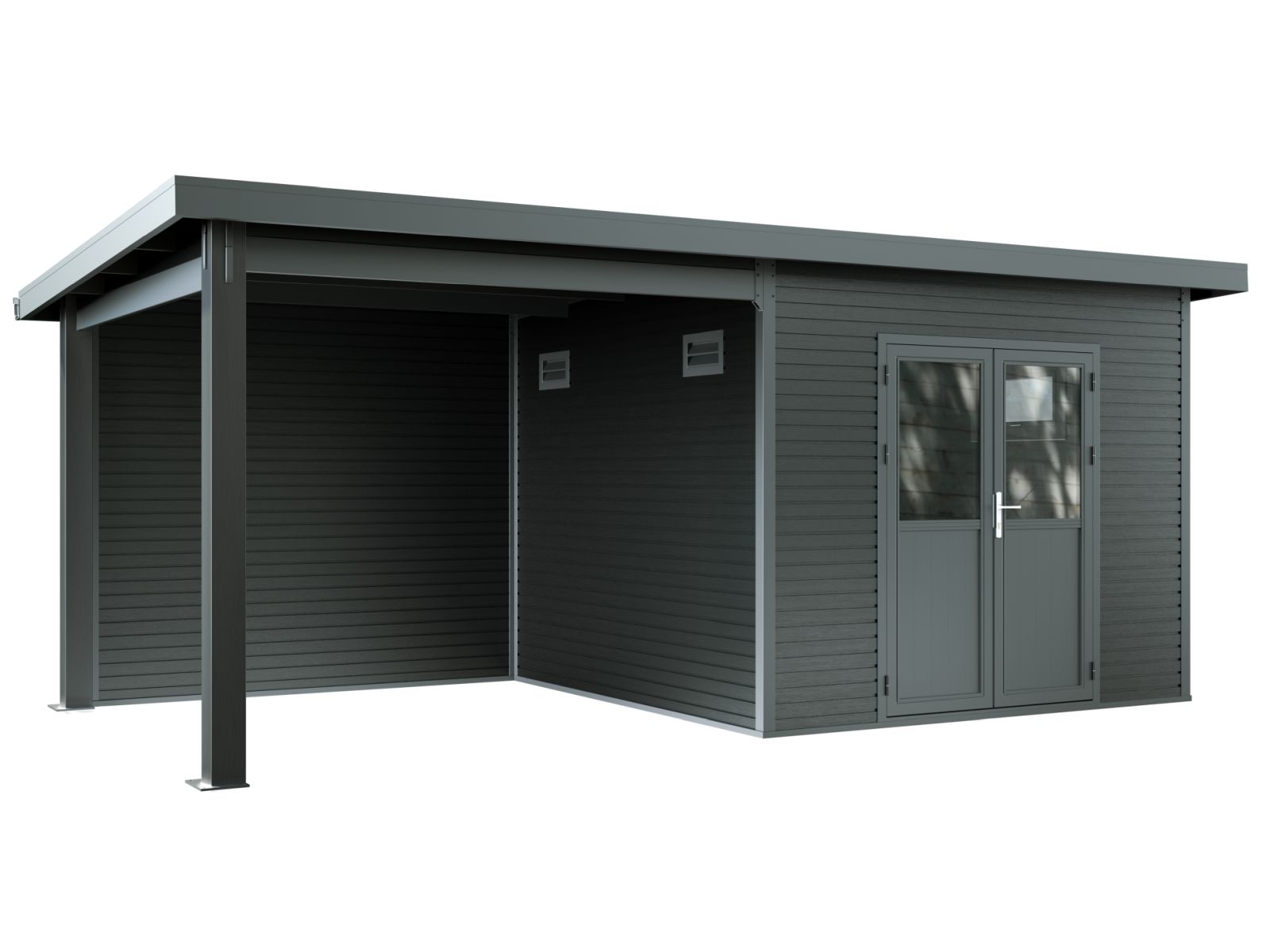 WPC Gartenhaus Linia 5628 mit Anbaudach