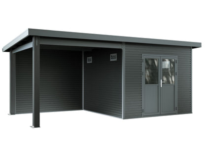 WPC Gartenhaus Linia 5628 mit Anbaudach