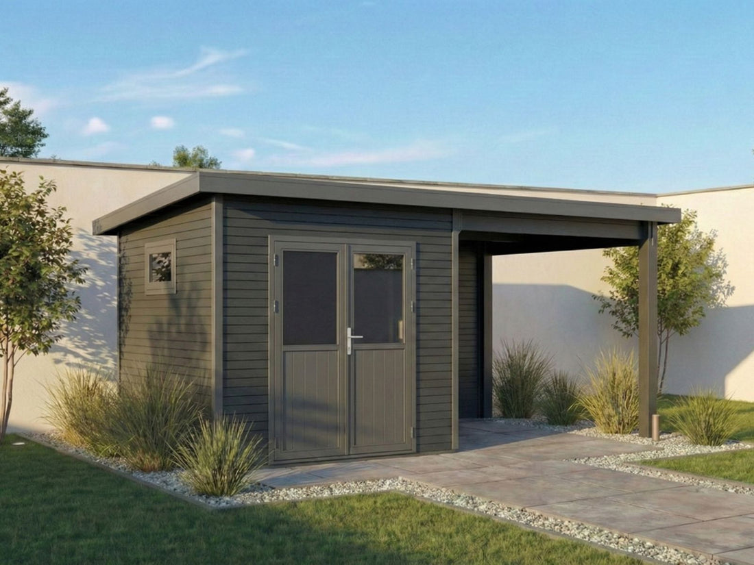 Linholm WPC Gartenhaus Linia 5228 mit Anbaudach