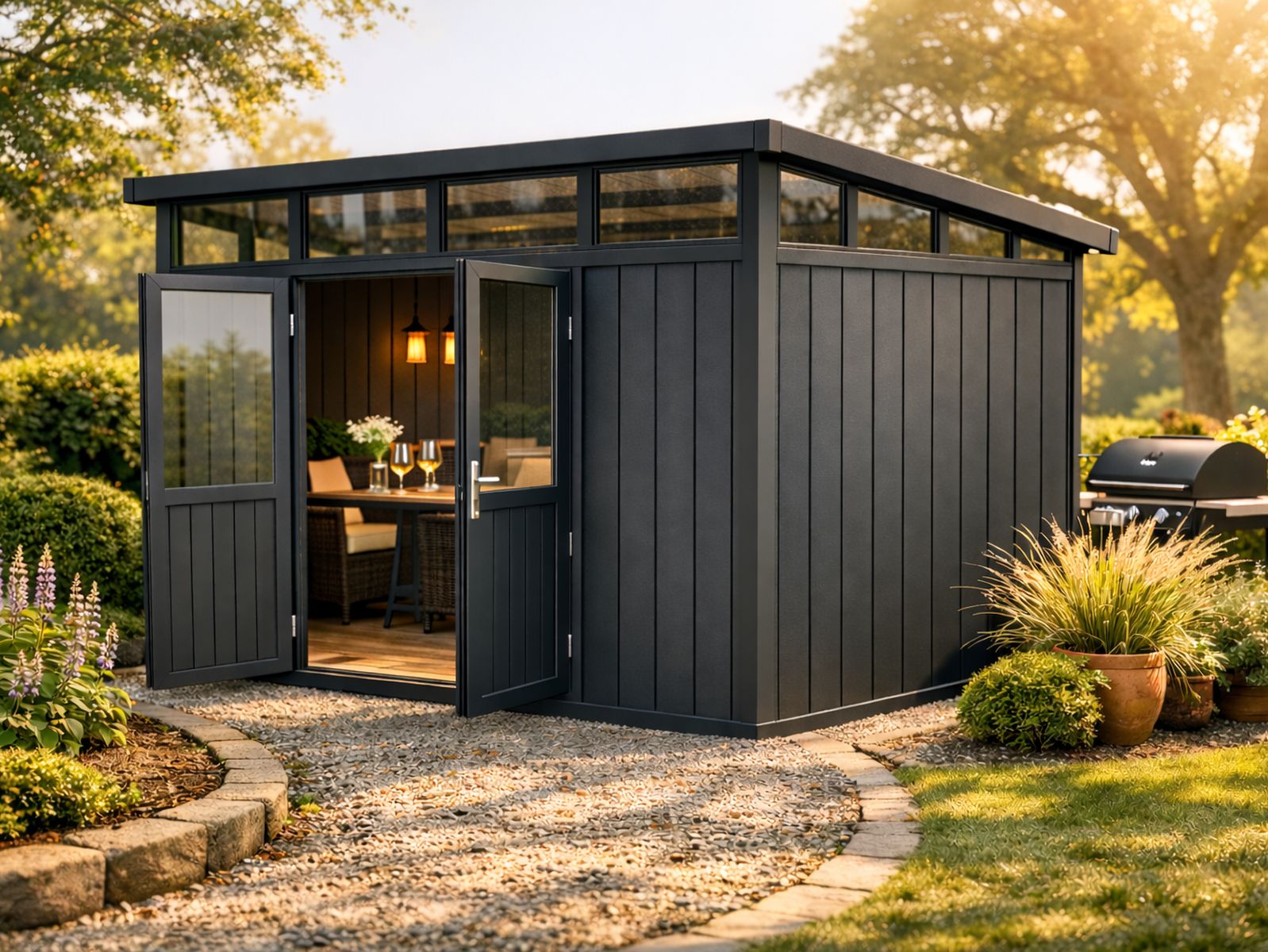 Linholm WPC Gartenhaus Skagen 2822 mit Oberlichtfenster
