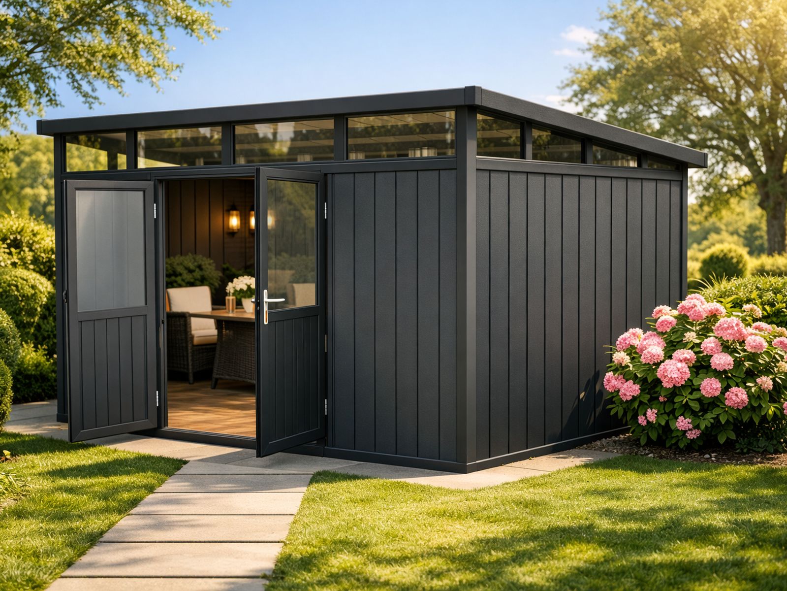 Linholm WPC Gartenhaus Skagen 3422 mit Oberlichtfenster