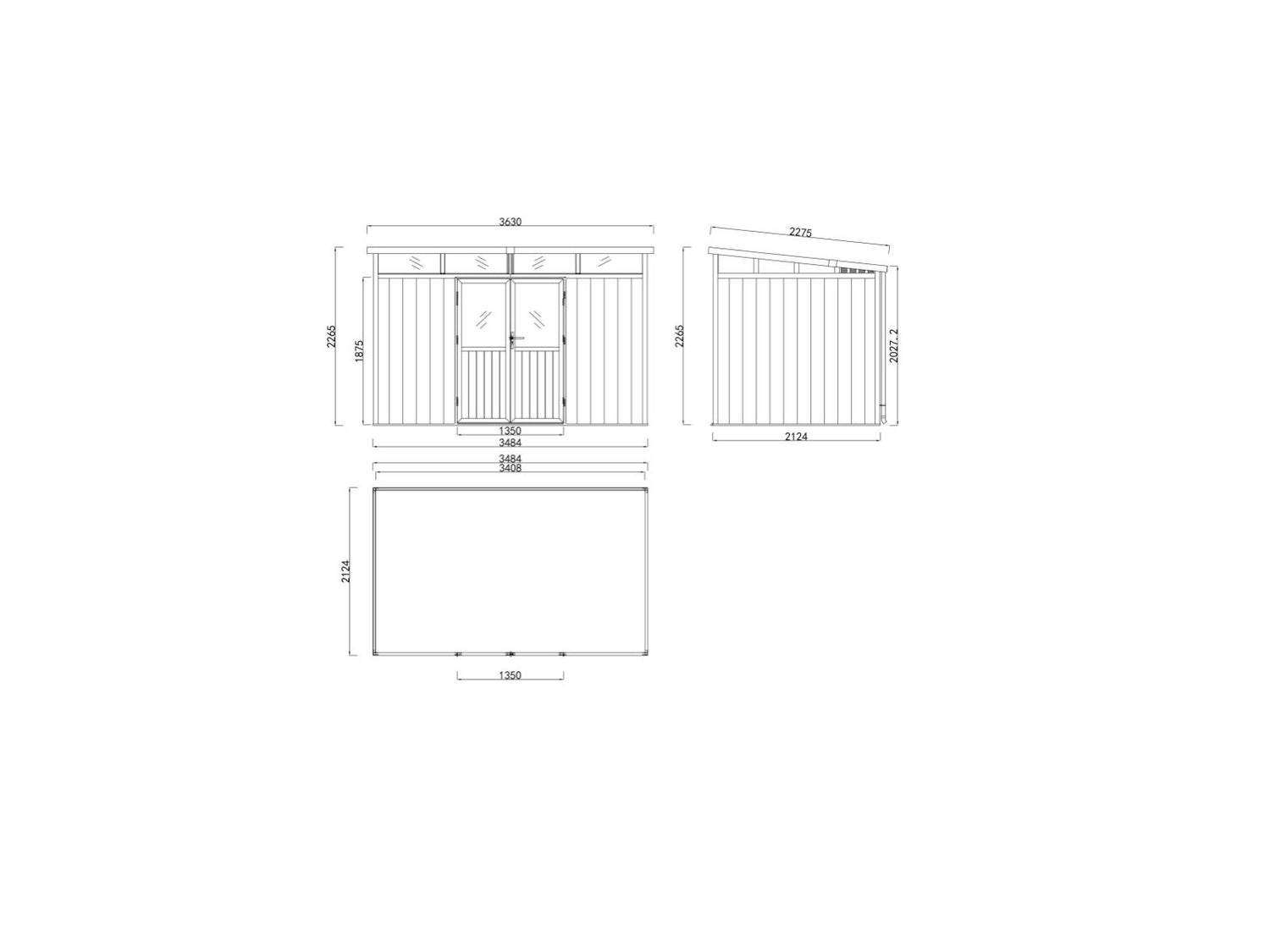 Linholm WPC Gartenhaus Skagen 3422 mit Oberlichtfenster