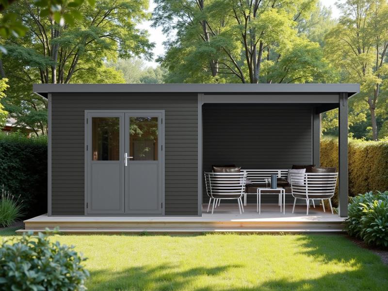 WPC Gartenhaus Linia 5628 mit Anbaudach