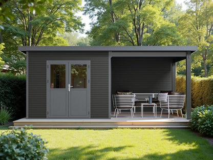 WPC Gartenhaus Linia 5628 mit Anbaudach