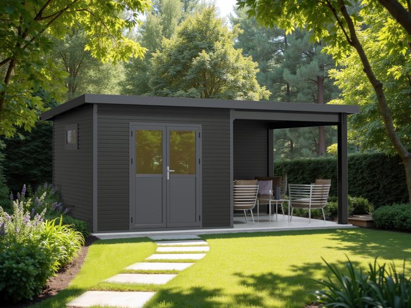 WPC Gartenhaus Linia 5628 mit Anbaudach