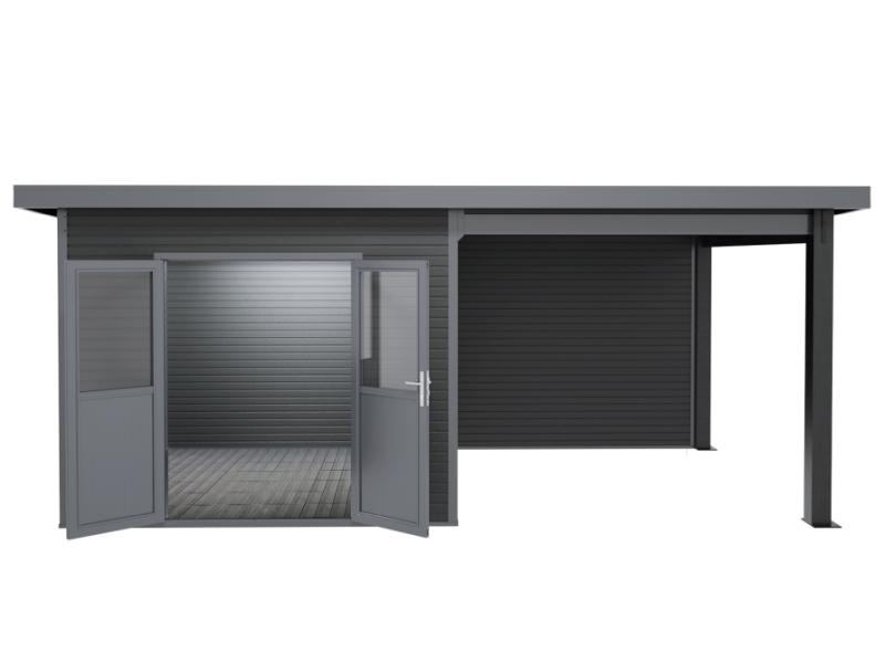 WPC Gartenhaus Linia 5628 mit Anbaudach