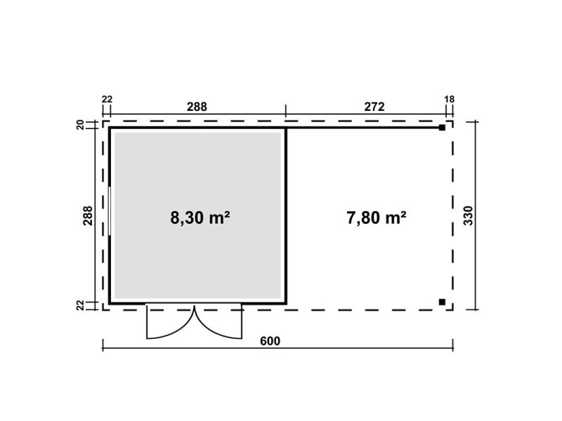 WPC Gartenhaus Linia 5628 mit Anbaudach